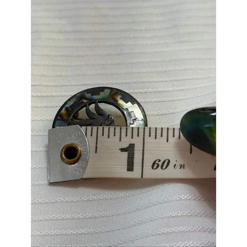 TAXCO Mexico Aztec Vintage Shell Myan 925 Brooch Pin